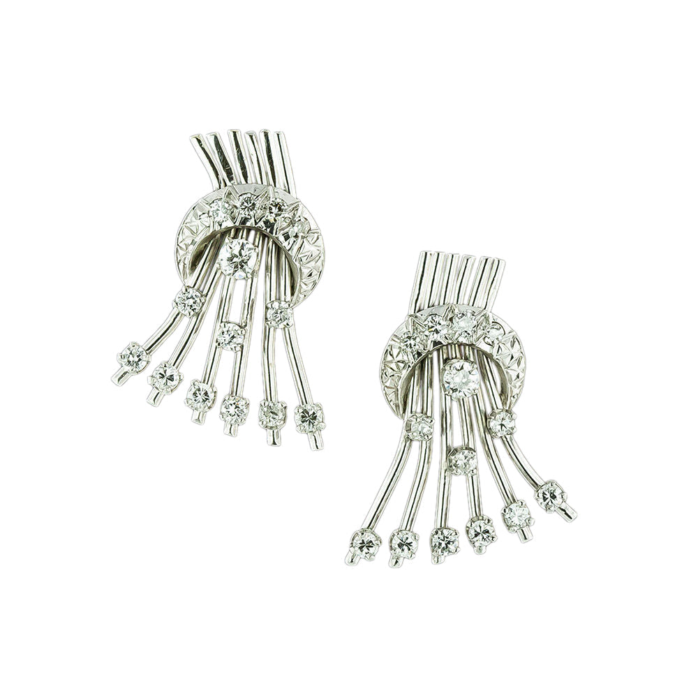Mid-Century Diamond Spray Earrings - 3