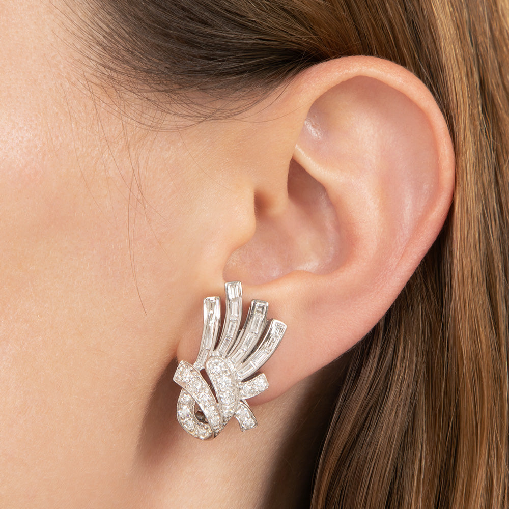 Mid-Century Diamond Spray Earrings - 3