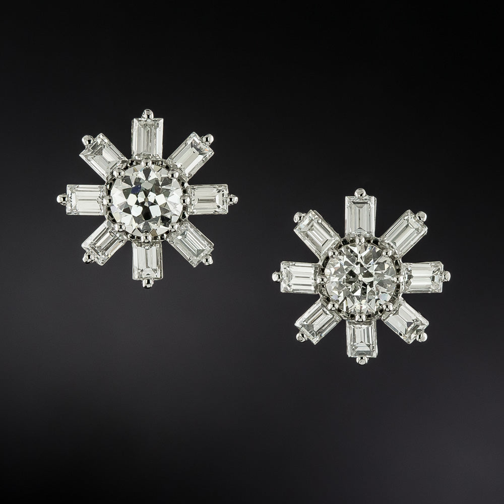 Mid-Century Diamond Starburst Earrings - GIA - 3