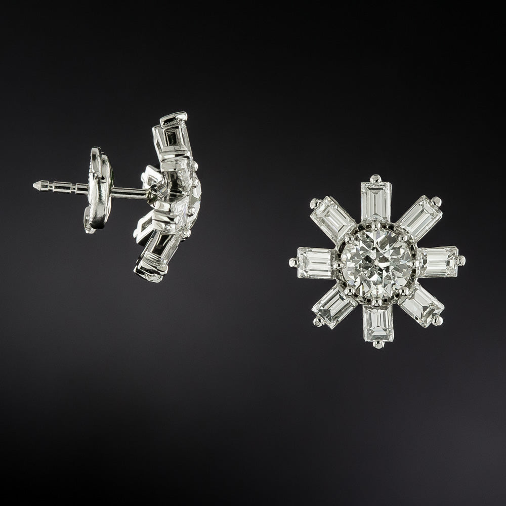 Mid-Century Diamond Starburst Earrings - GIA - 4
