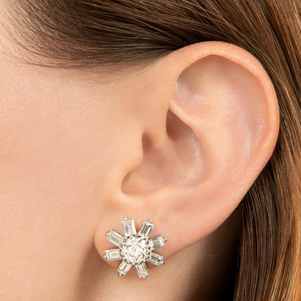 Mid-Century Diamond Starburst Earrings - GIA - 5
