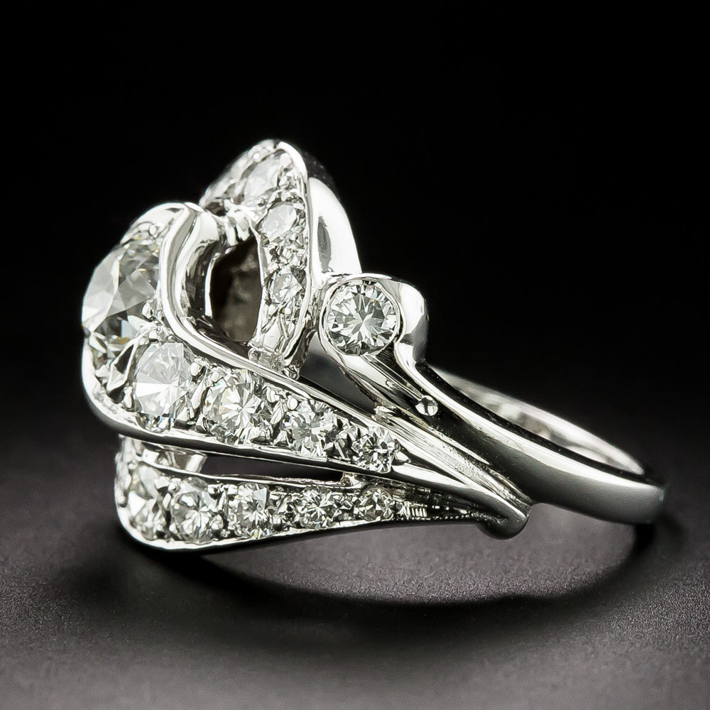 Mid-Century Diamond Swirl Cocktail Ring - 3