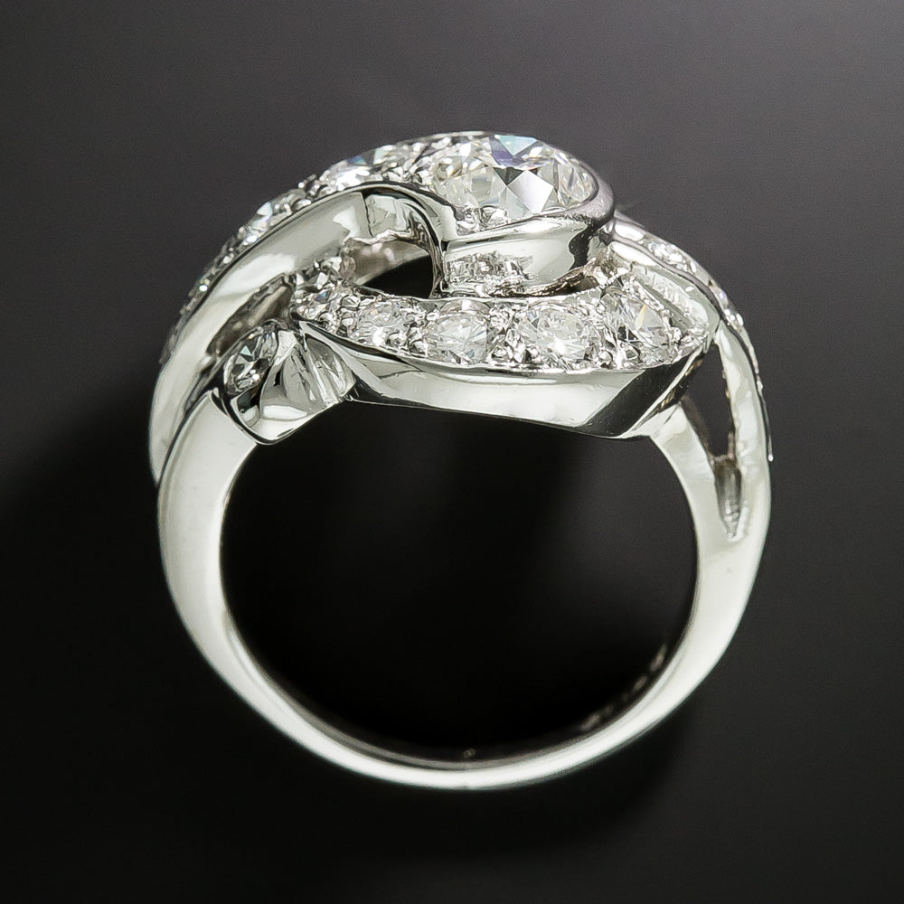 Mid-Century Diamond Swirl Cocktail Ring - 4