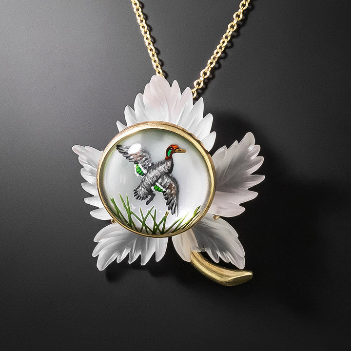 Mid-Century Essex Crystal Mallard Pendant