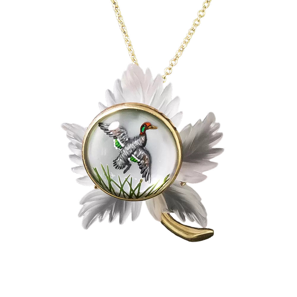 Mid-Century Essex Crystal Mallard Pendant  - 3