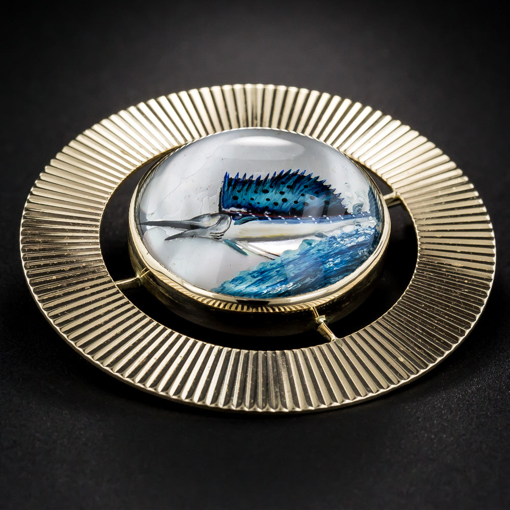 Mid-Century Essex Crystal Marlin Brooch - 7