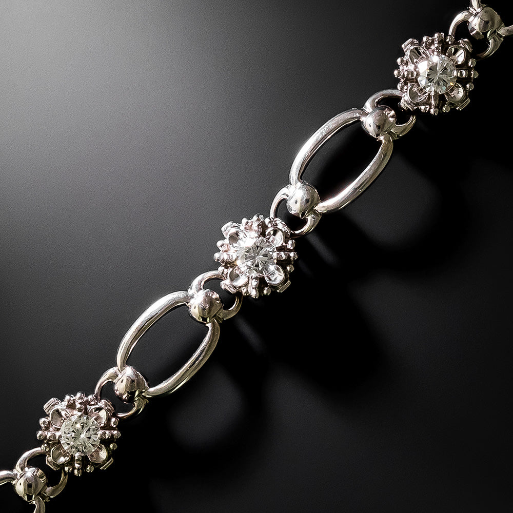Mid-Century Flower Link Diamond Bracelet, by Church & Co. - 3