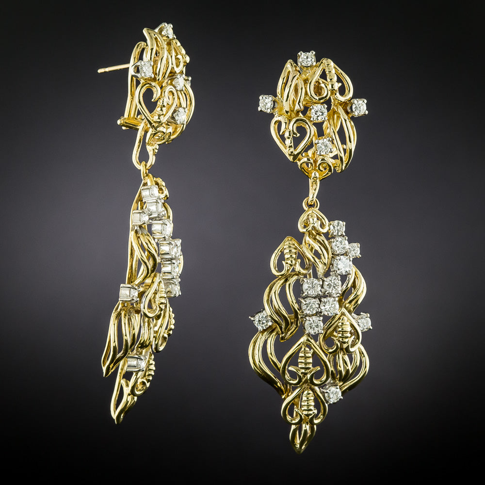 Mid-Century Free-form Diamond Dangle Earrings - 7