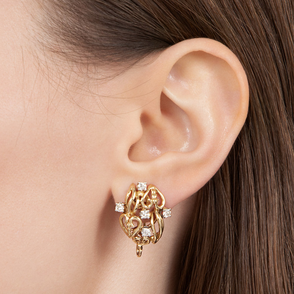Mid-Century Free-form Diamond Dangle Earrings - 9