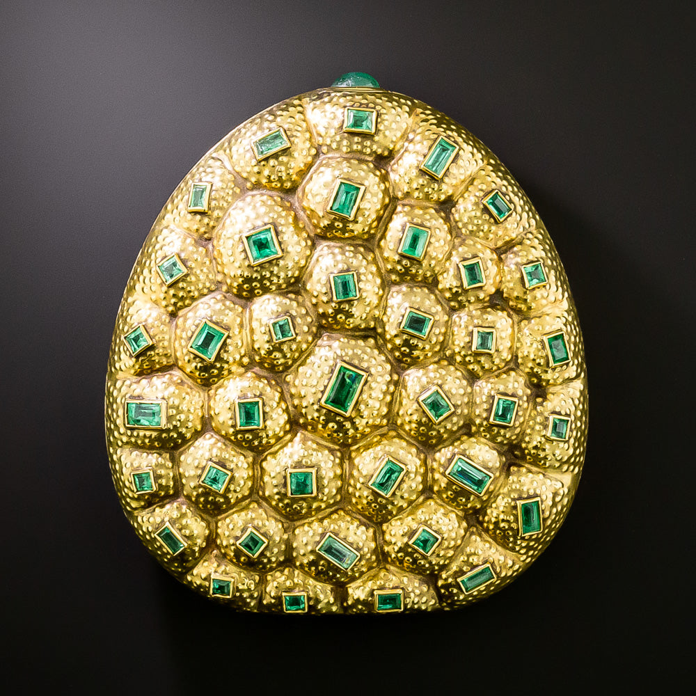 Mid-Century Italian 18K Emerald Compact - 1