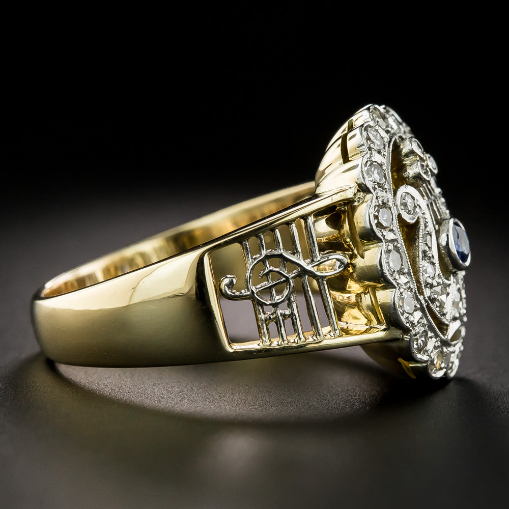 Mid-Century Lyre, Treble and Bass Clef Diamond  Ring - 4