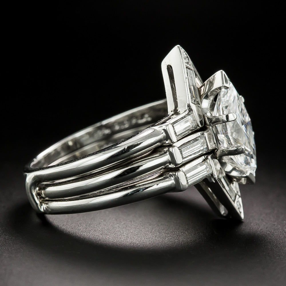 Mid-Century Marquise-Cut 1.51 Carat Diamond Ring with Drop-In Guard Ring - GIA D VS1 - 3