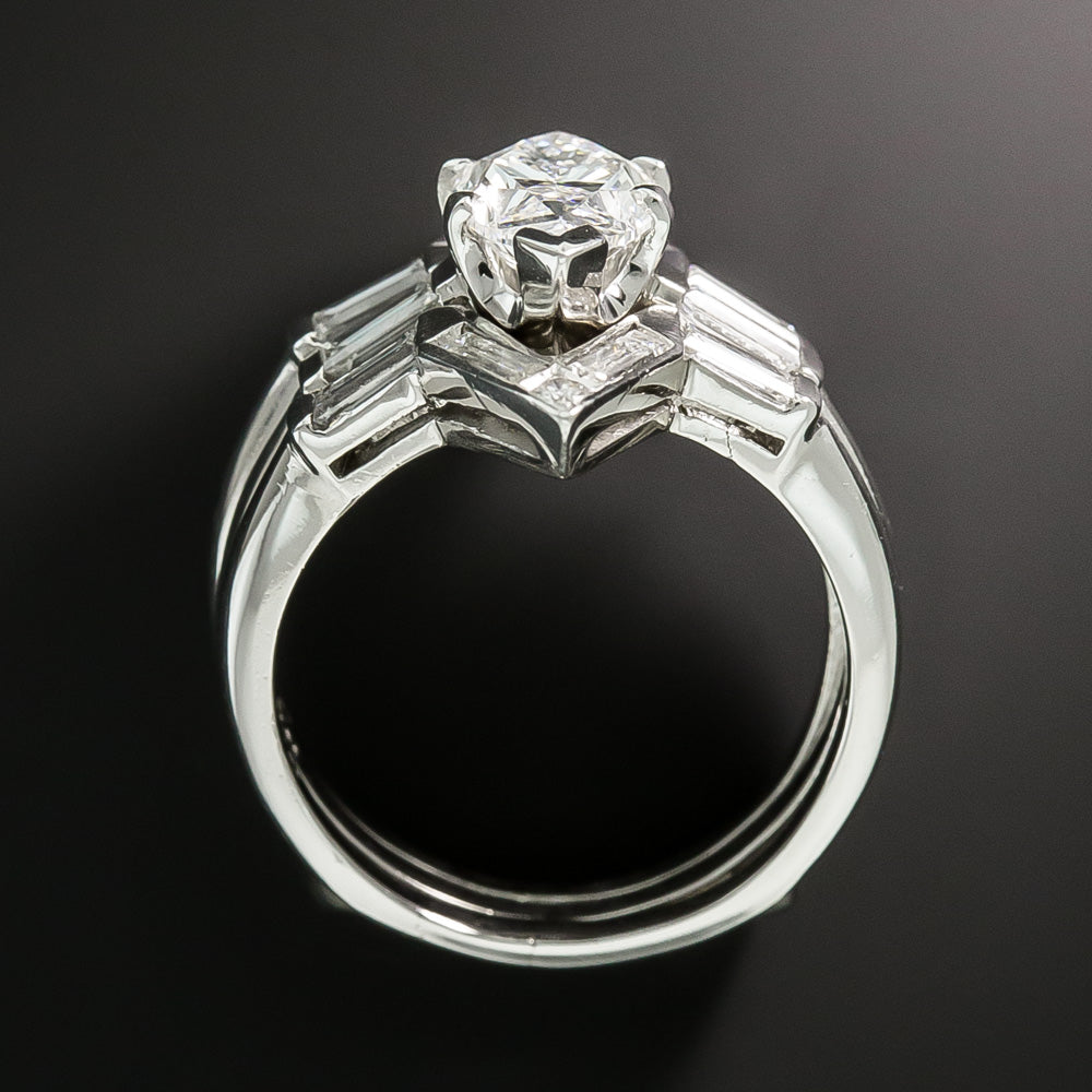 Mid-Century Marquise-Cut 1.51 Carat Diamond Ring with Drop-In Guard Ring - GIA D VS1 - 4