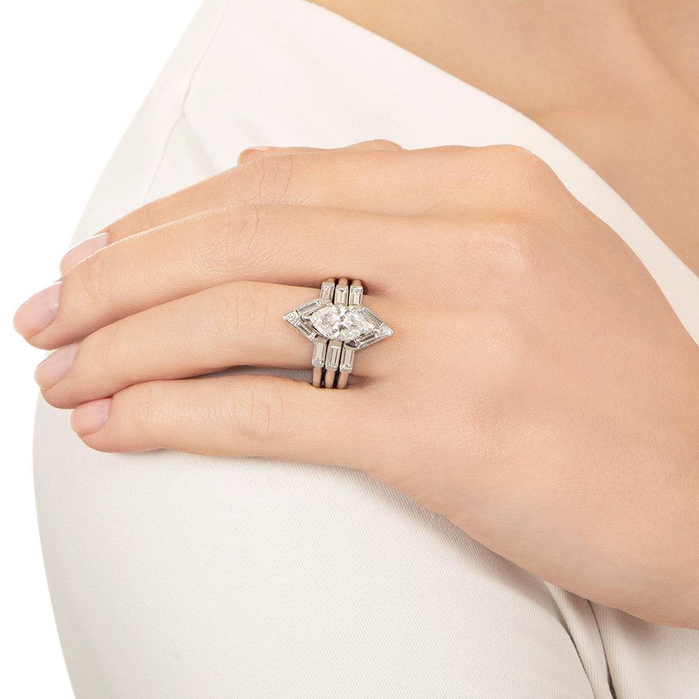 Mid-Century Marquise-Cut 1.51 Carat Diamond Ring with Drop-In Guard Ring - GIA D VS1 - 5