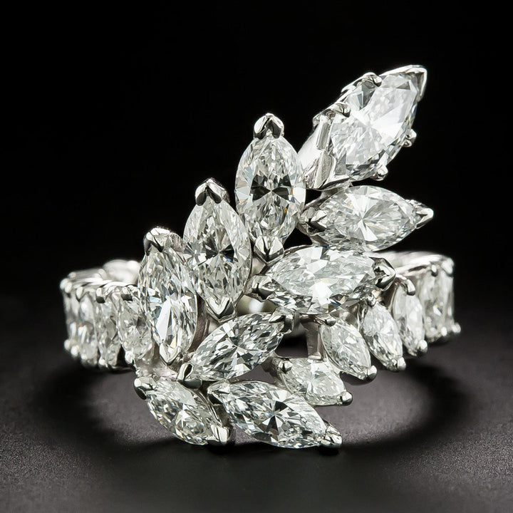 Mid-Century Marquise Diamond Cluster Eternity Ring, Size 7