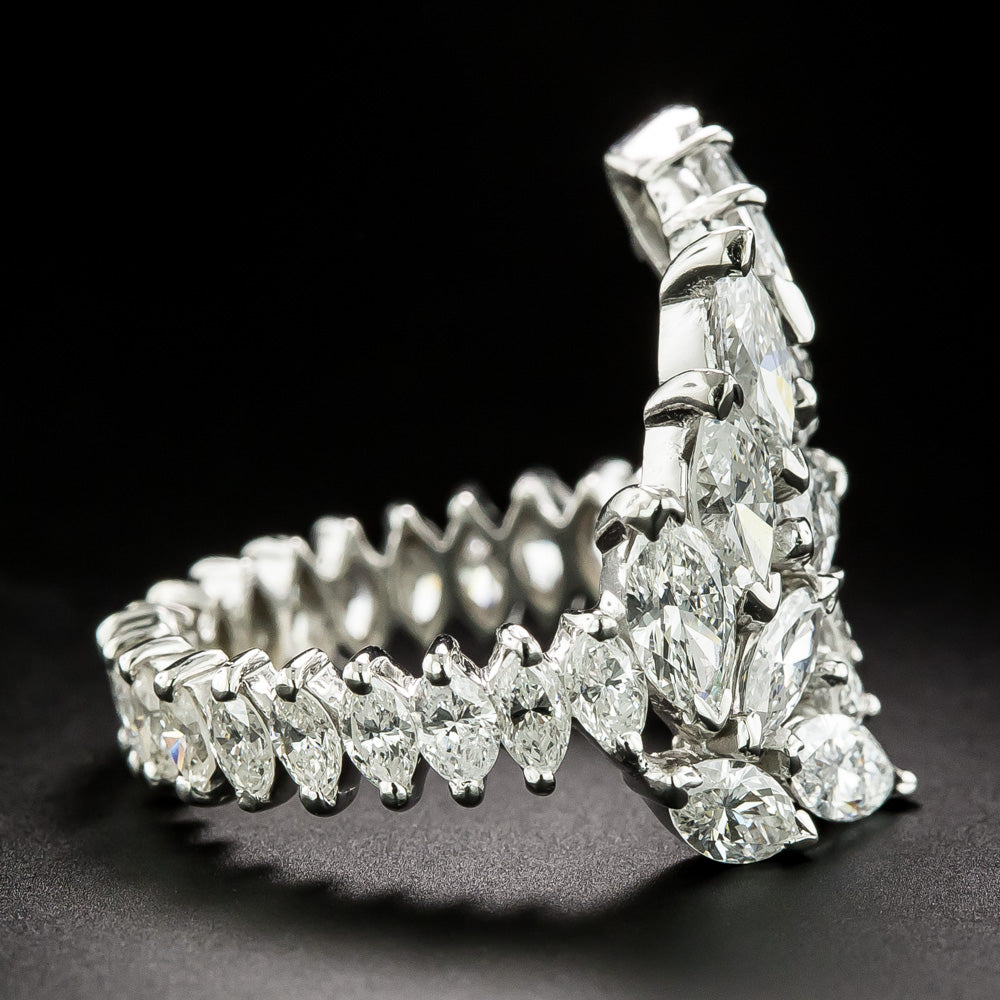 Mid-Century Marquise Diamond Cluster Eternity Ring, Size 7 - 3