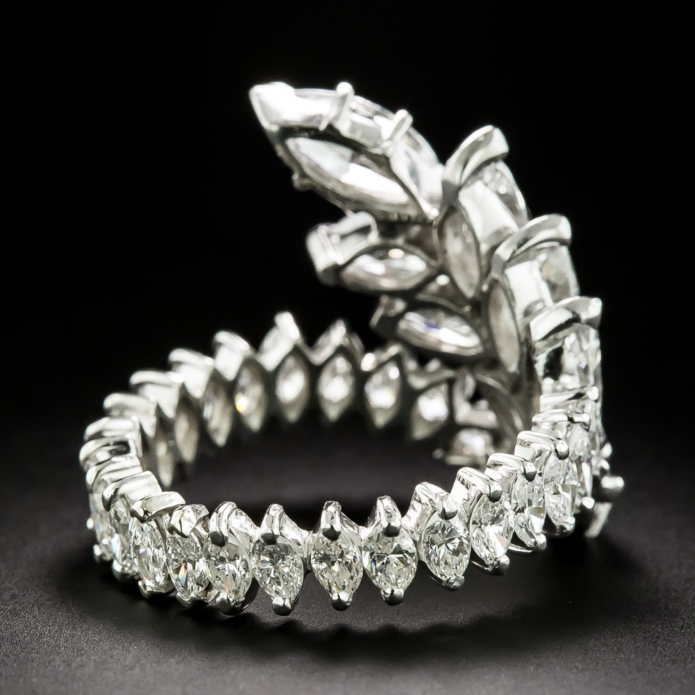 Mid-Century Marquise Diamond Cluster Eternity Ring, Size 7 - 4