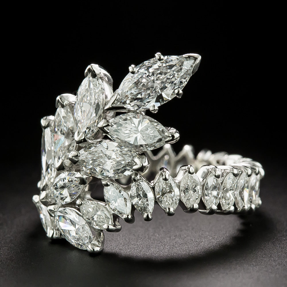 Mid-Century Marquise Diamond Cluster Eternity Ring, Size 7 - 5