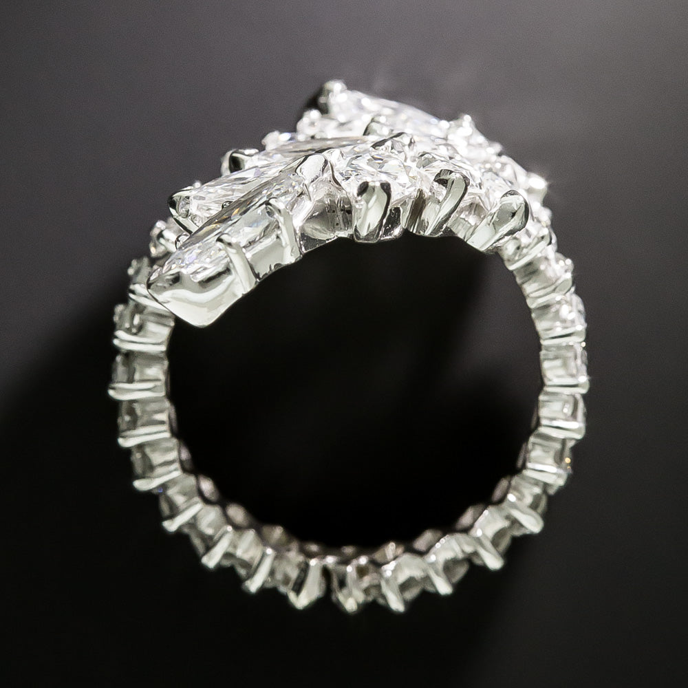Mid-Century Marquise Diamond Cluster Eternity Ring, Size 7 - 6