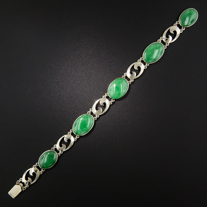 Mid-Century Natural Jade Bracelet - GIA