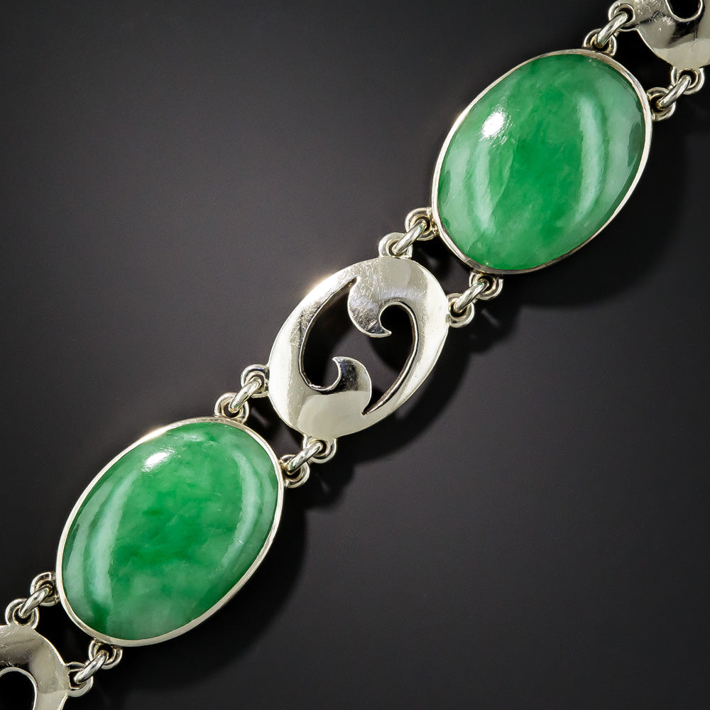 Mid-Century Natural Jade Bracelet - GIA - 2