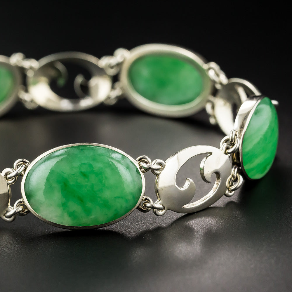 Mid-Century Natural Jade Bracelet - GIA - 3