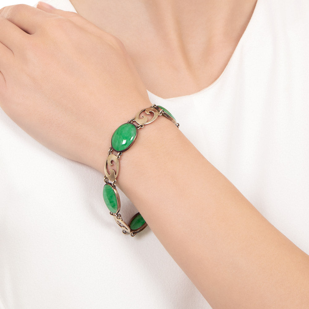 Mid-Century Natural Jade Bracelet - GIA - 4