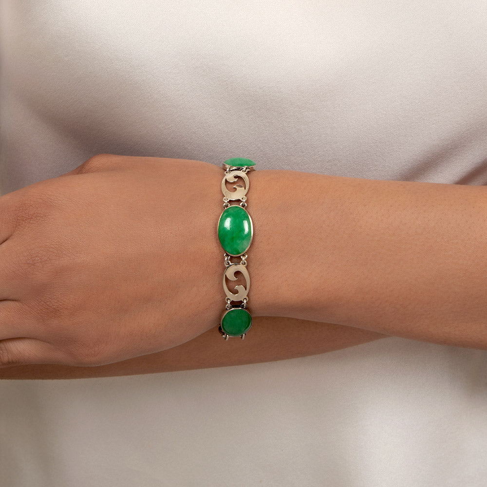 Mid-Century Natural Jade Bracelet - GIA - 5