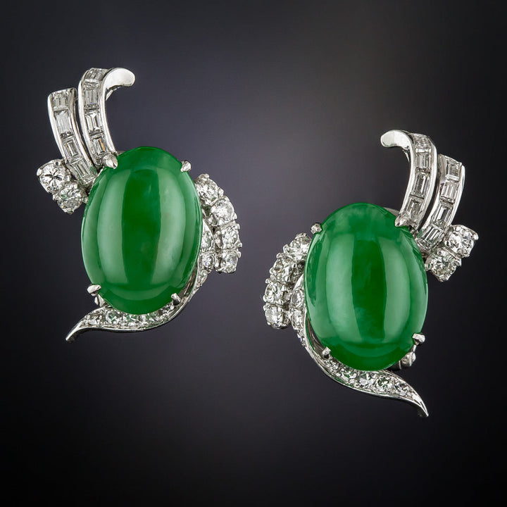 Mid-Century Natural Jadeite Earrings