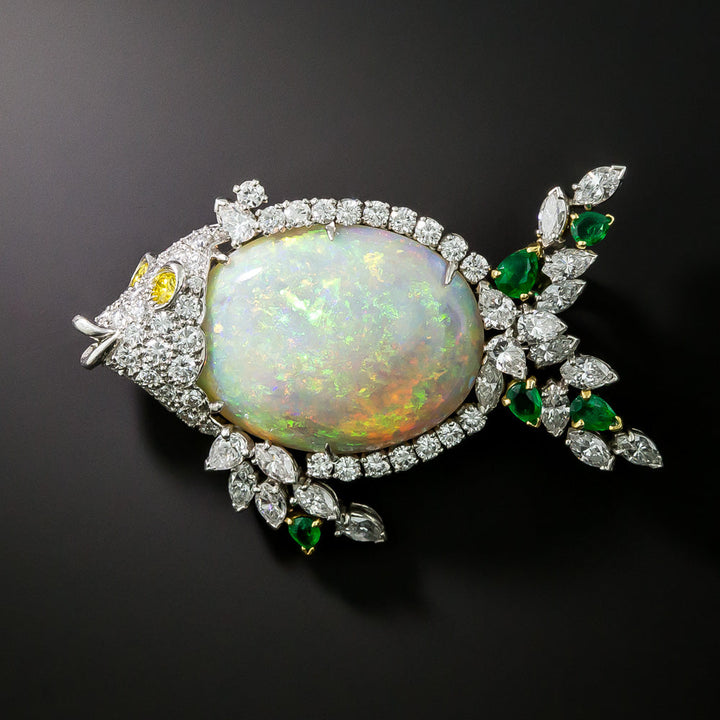 Opal and Diamond Fish Brooch by McTeigue & Co.