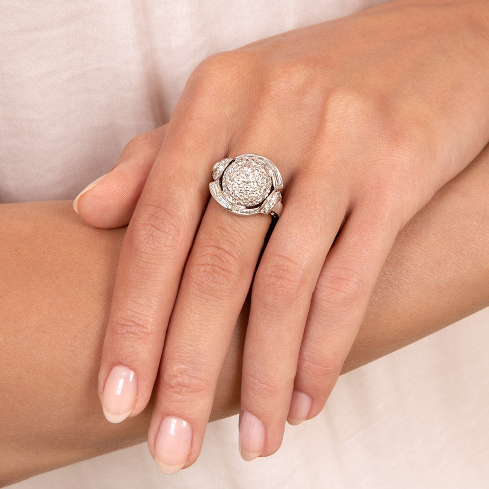 Mid-Century Pavé Diamond Ring - 6