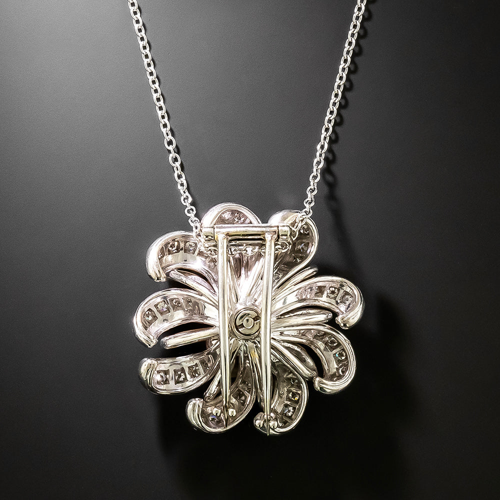 Mid-Century Pearl and Diamond Flower Pendant/Brooch - 3