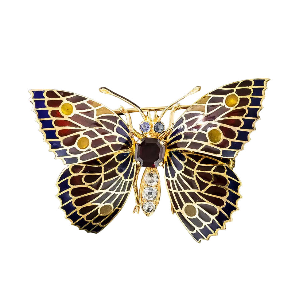 Mid-Century Plique-a-Jour Butterfly Brooch - 3