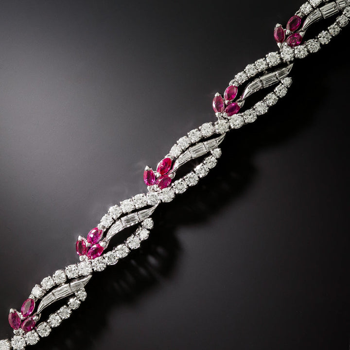 Mid-Century Ruby and Diamond Bracelet