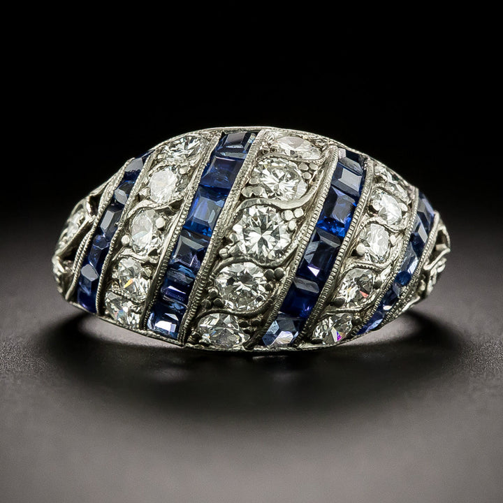 Mid-Century Sapphire and Diamond Dome Ring