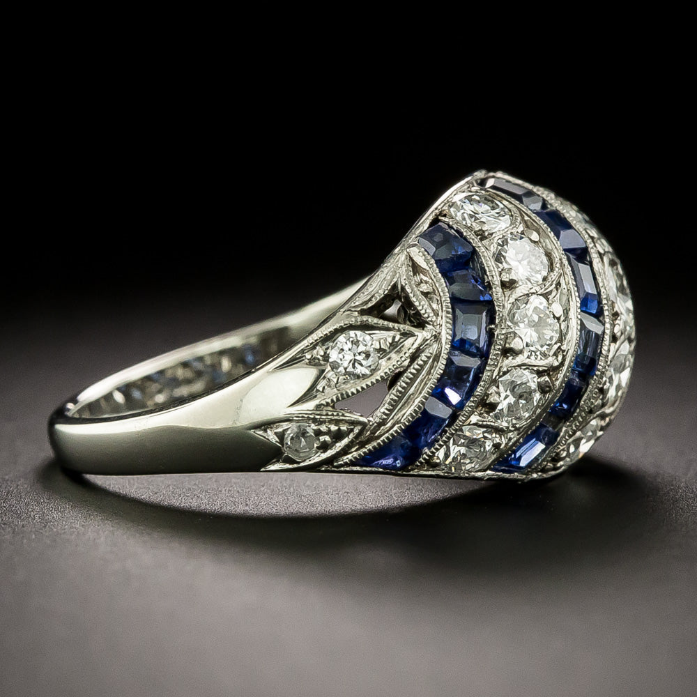 Mid-Century Sapphire and Diamond Dome Ring - 4
