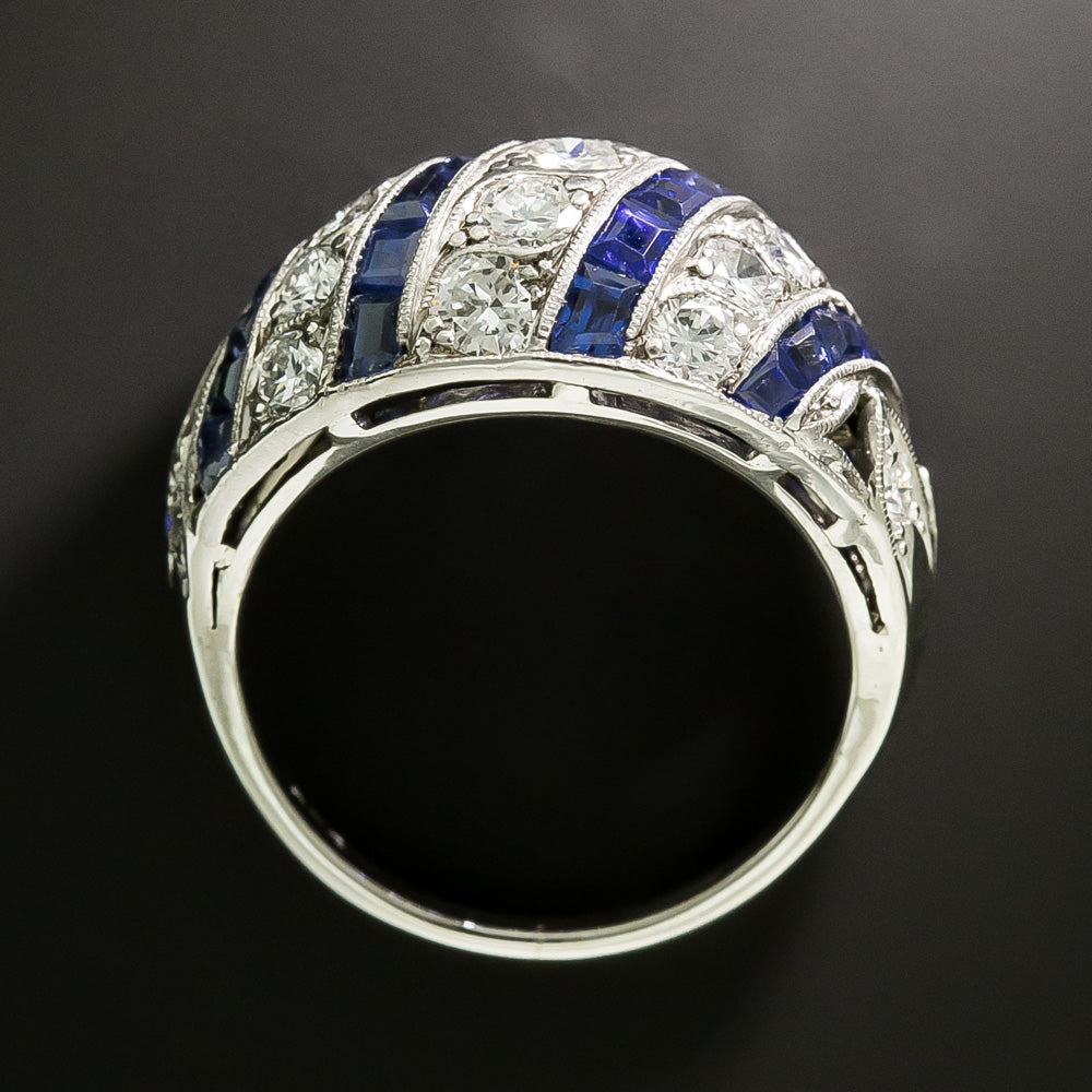 Mid-Century Sapphire and Diamond Dome Ring - 5