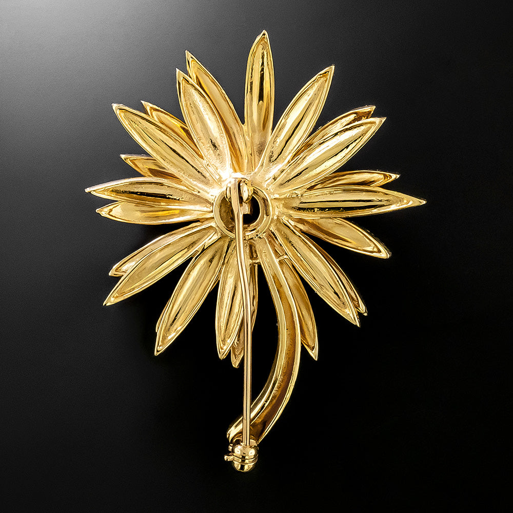 Mid-Century Sapphire-Centered Daisy Brooch - 3