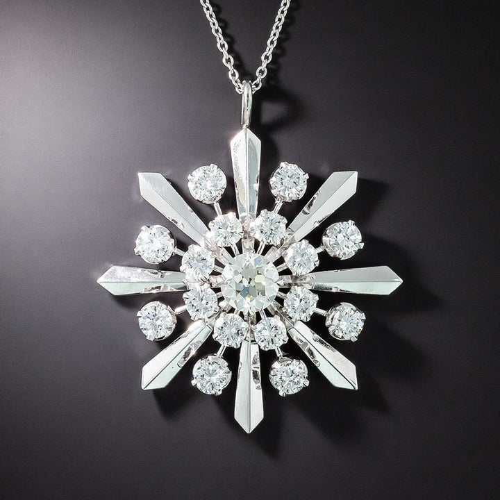 Mid-Century Starburst 1.60 Carat Center Diamond Necklace - GIA  L VS1