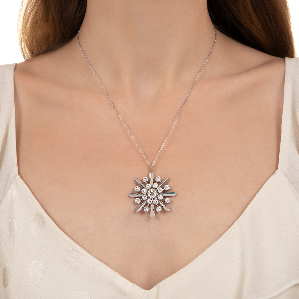 Mid-Century Starburst 1.60 Carat Center Diamond Necklace - GIA  L VS1 - 3