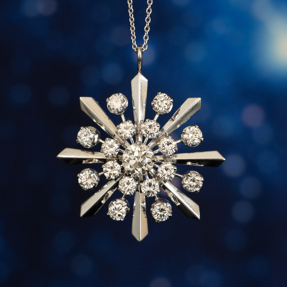 Mid-Century Starburst 1.60 Carat Center Diamond Necklace - GIA  L VS1 - 5