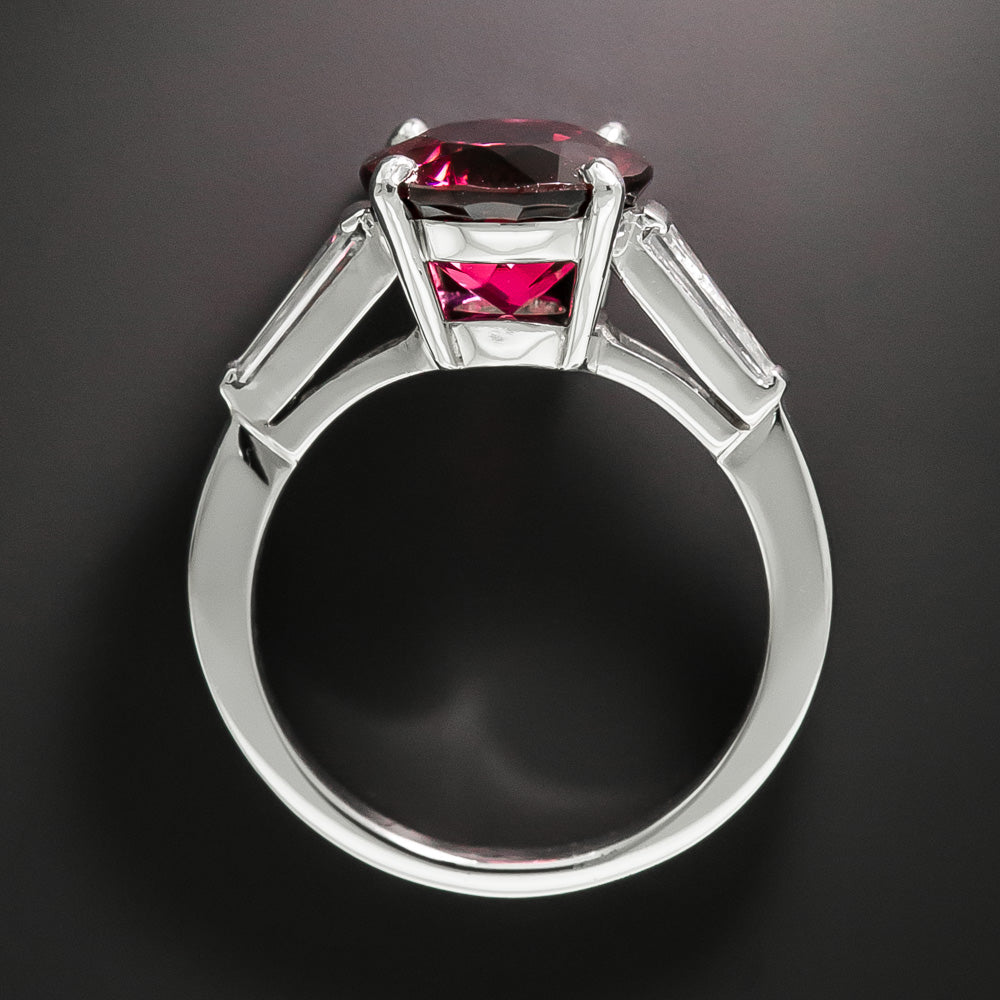 Mid-Century-Style Red Tourmaline and Diamond Ring - 5