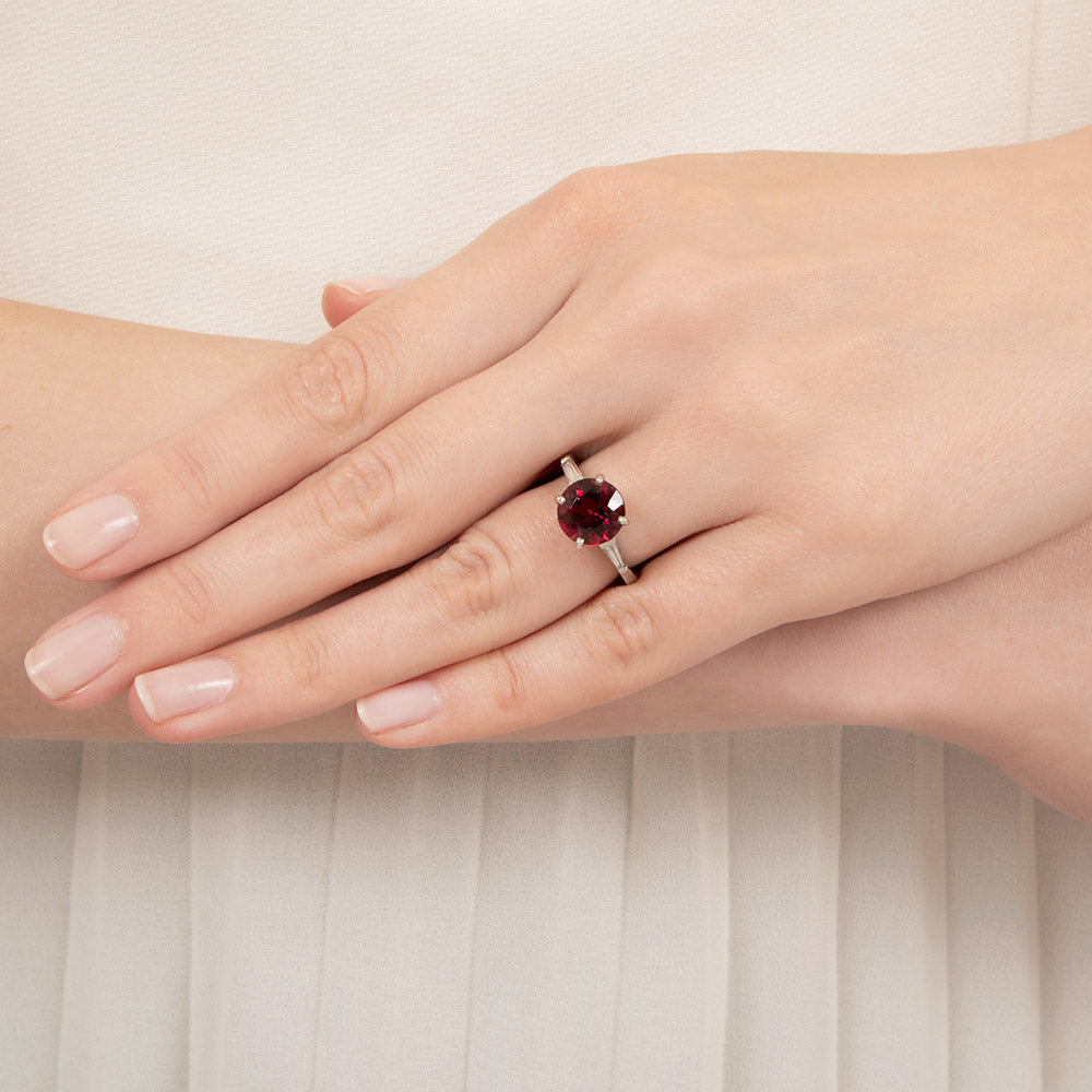 Mid-Century-Style Red Tourmaline and Diamond Ring - 6