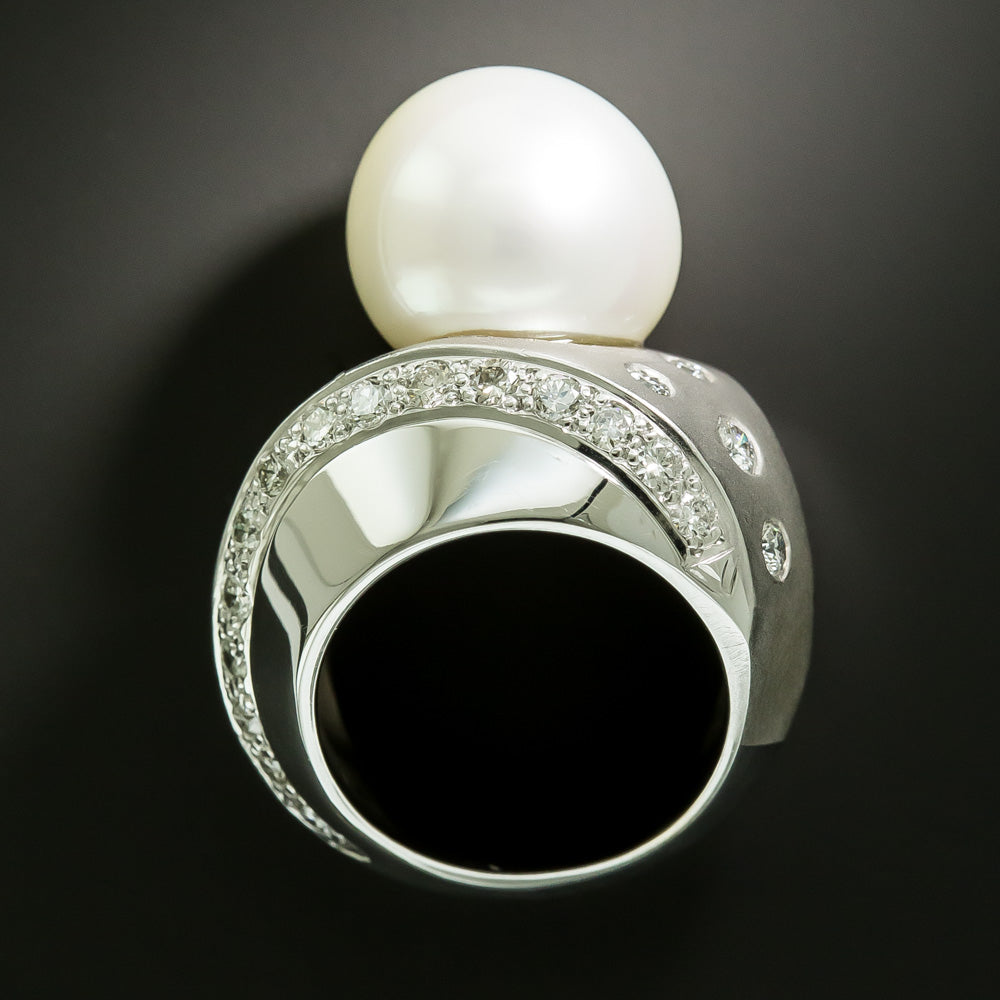Modern South Sea Pearl And Diamond Ring - 5
