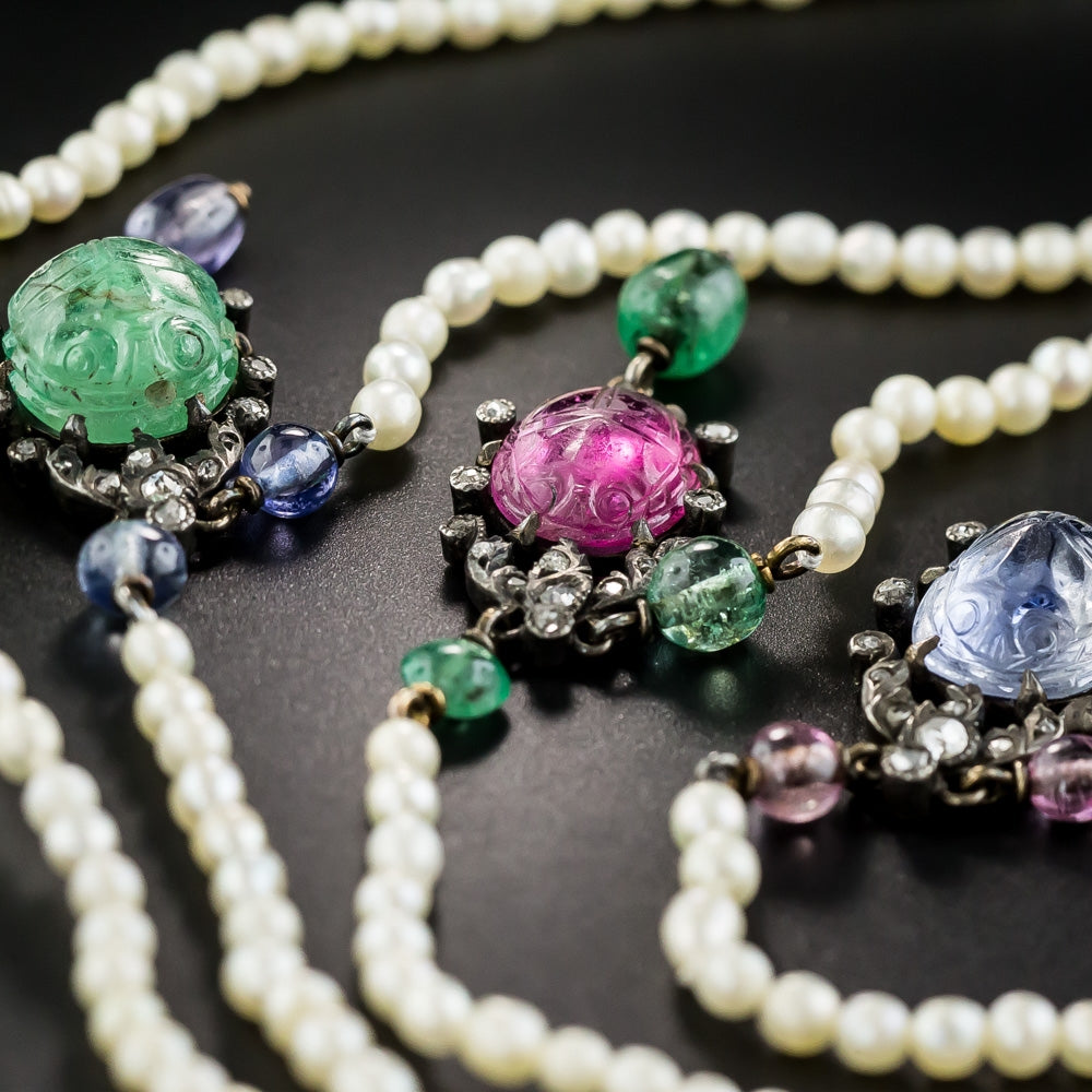 Multi-Gemstone Egyptian Revival Scarab Necklace, c.1906 - GIA - 4