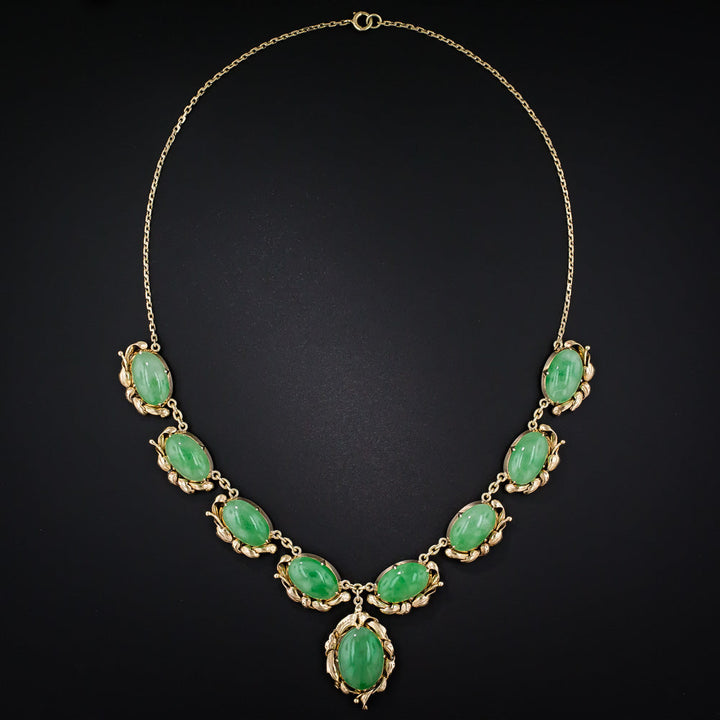 Natural Burmese Jadeite Nine Stone Necklace - GIA