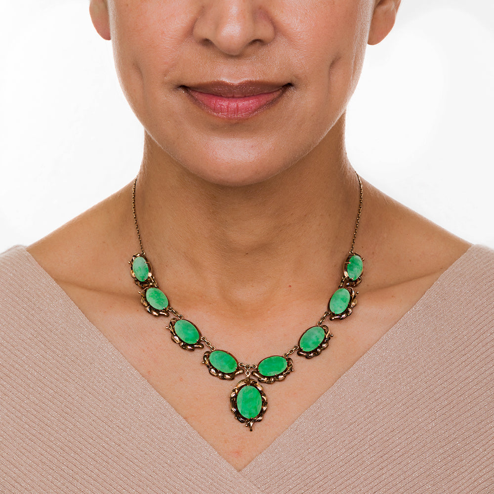 Natural Burmese Jadeite Nine Stone Necklace - GIA - 7