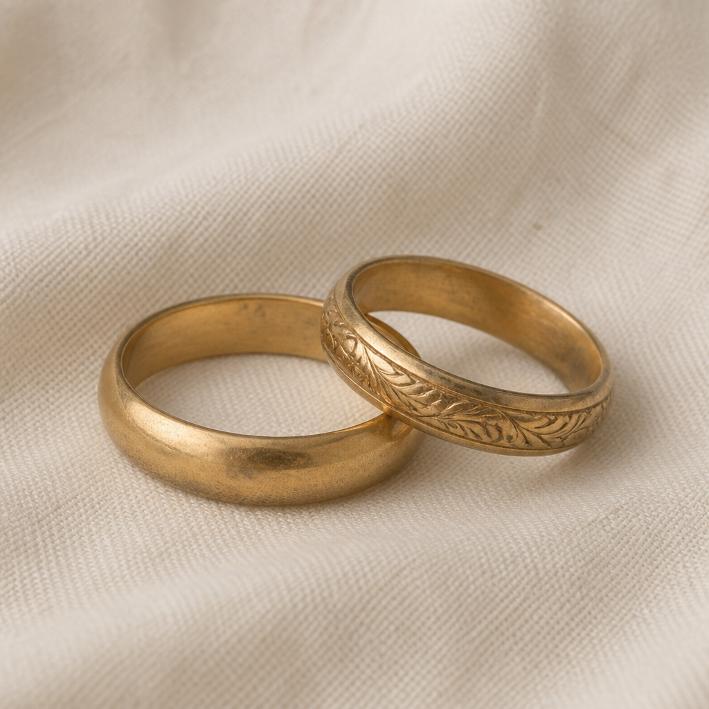 Engraved Yellow Gold Wedding Band