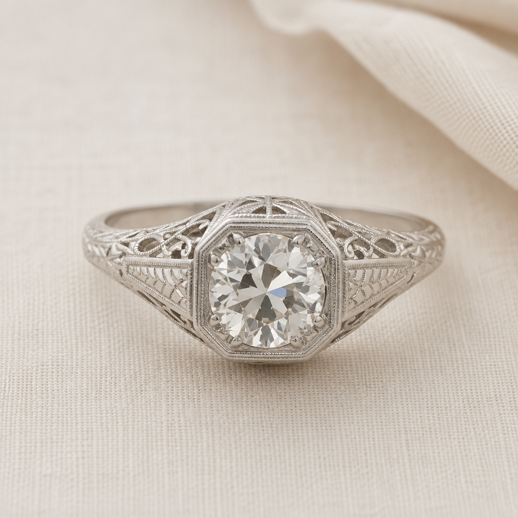 Art Deco Three-Stone Diamond Ring