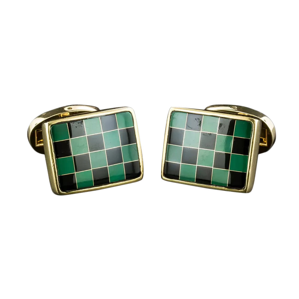 Onyx and Malachite Checkerboard Cuff Links - 4